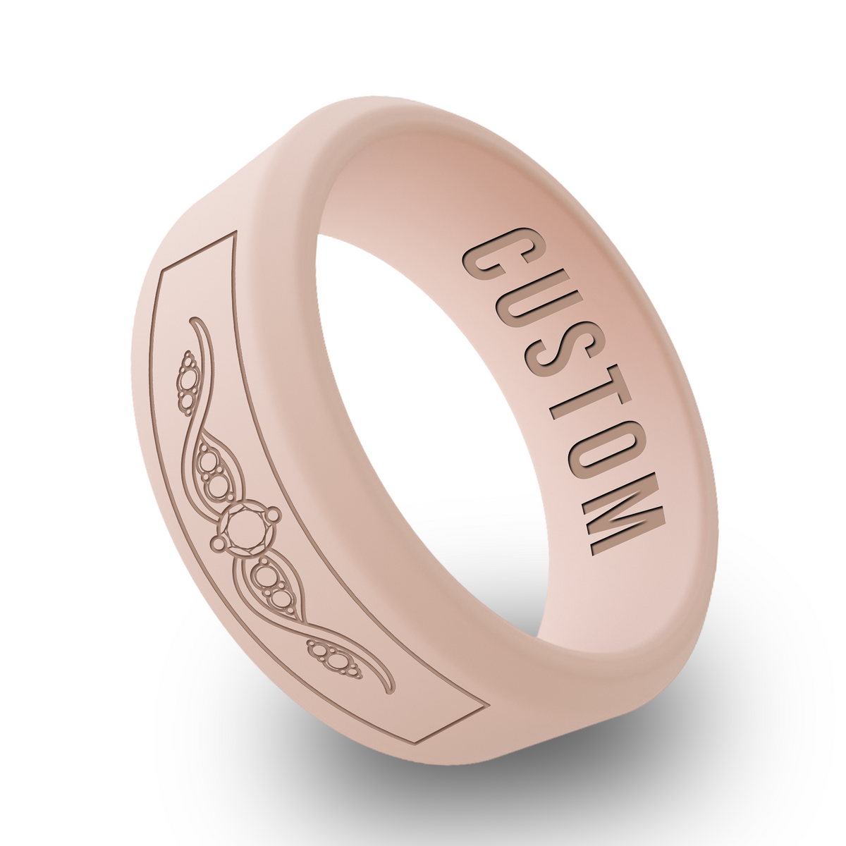 Diamond 3 Personalized Silicone Beveled Ring