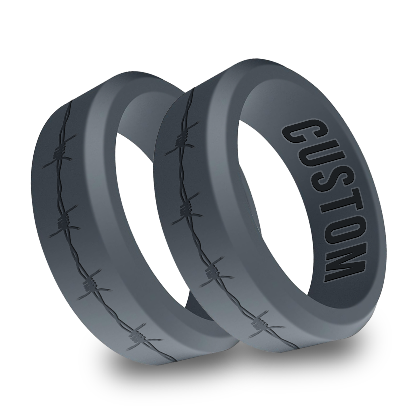 2pcs Barbwire Personalized Silicone Beveled Rings