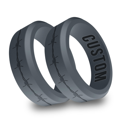 2pcs Barbwire Personalized Silicone Beveled Rings