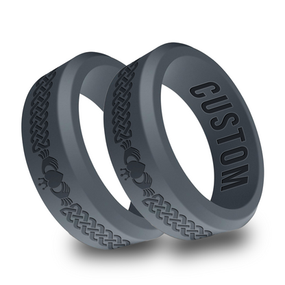 2pcs Claddagh Personalized Silicone Beveled Rings