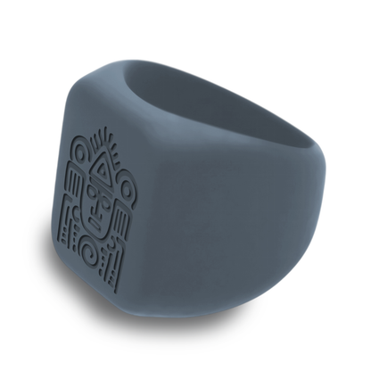 Personalized Silicone Aztec Chunky Square Signet Statement Ring