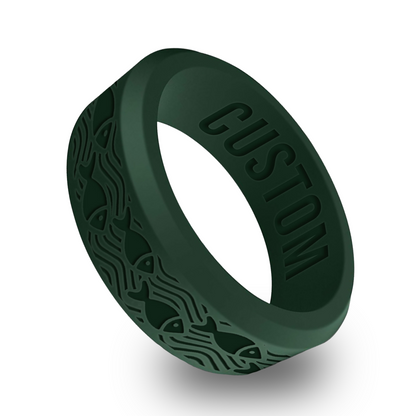 Fish Ocean Personalized Silicone Beveled Ring