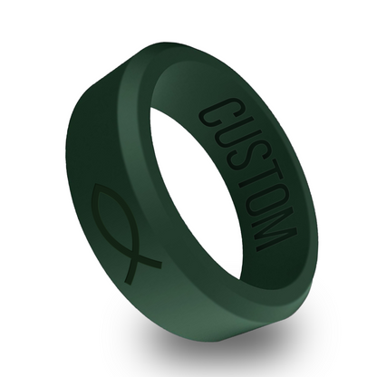 Ichthus Christian Fish Personalized Silicone Beveled Ring