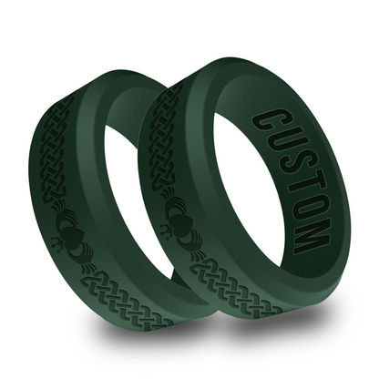 2pcs Claddagh Personalized Silicone Beveled Rings