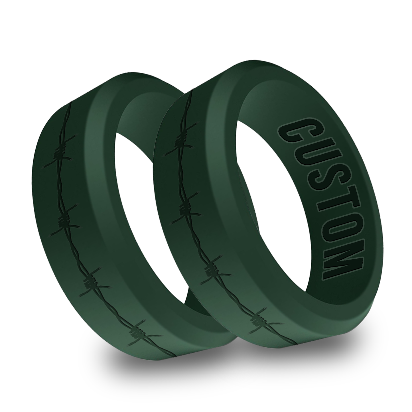 2pcs Barbwire Personalized Silicone Beveled Rings