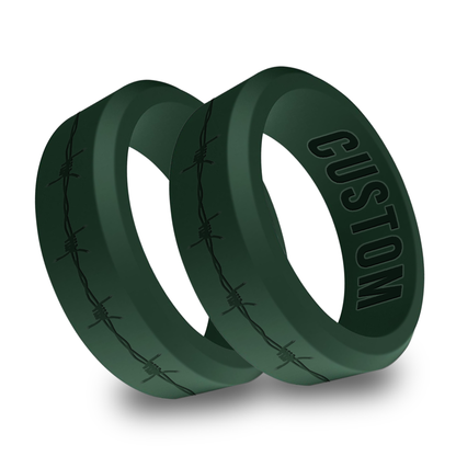 2pcs Barbwire Personalized Silicone Beveled Rings