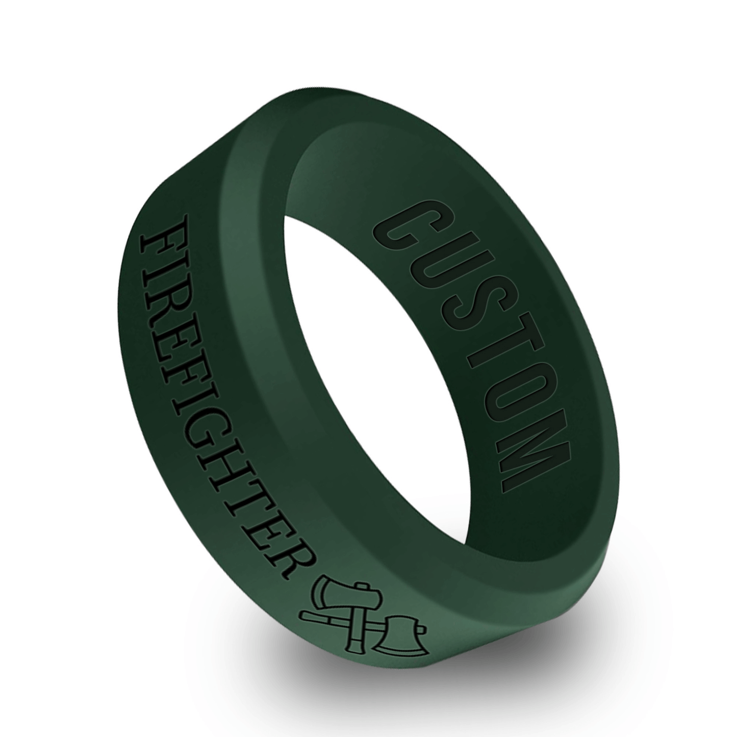 Firefighter/Fireman Personalized Silicone Beveled Ring