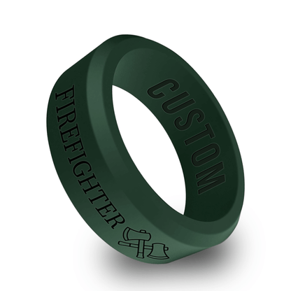 Firefighter/Fireman Personalized Silicone Beveled Ring