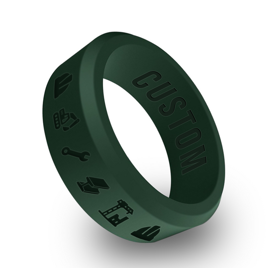 Steel Beam Personalized Silicone Beveled Ring