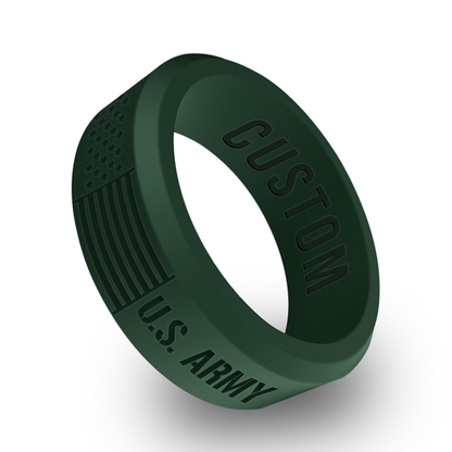 US Army Flag Personalized Silicone Beveled Ring