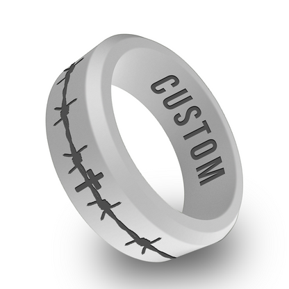 Cross Barbwire Personalized Silicone Beveled Ring