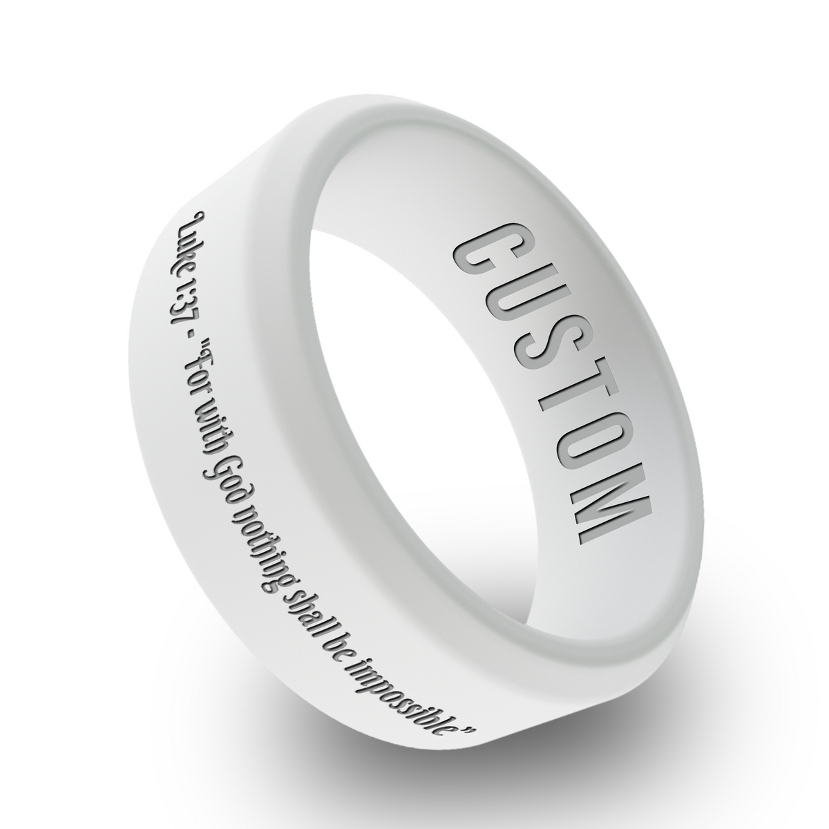 Luke 1:37 - "For with God nothing shall be impossible" Personalized Silicone Beveled Ring