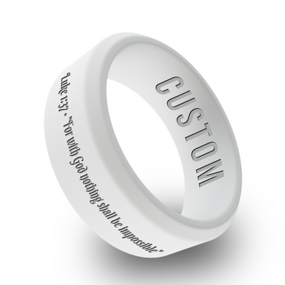 Luke 1:37 - "For with God nothing shall be impossible" Personalized Silicone Beveled Ring