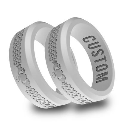 2pcs Claddagh Personalized Silicone Beveled Rings
