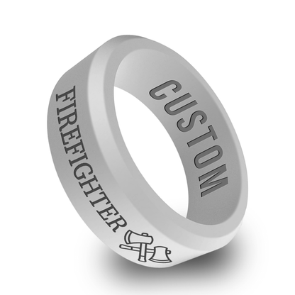 Firefighter/Fireman Personalized Silicone Beveled Ring