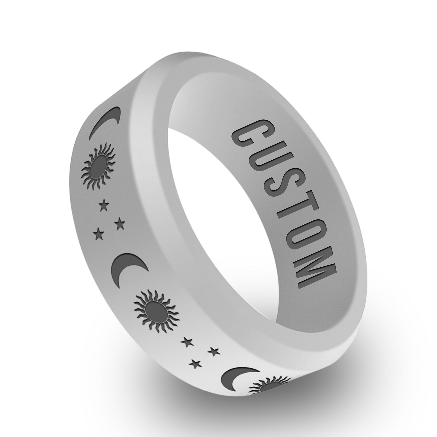 Sun Moon Star Personalized Silicone Beveled Ring