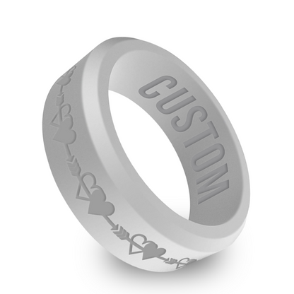 2 Hearts Personalized Silicone Beveled Ring