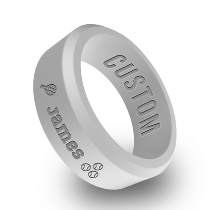 Tennis Personalized Silicone Beveled Ring