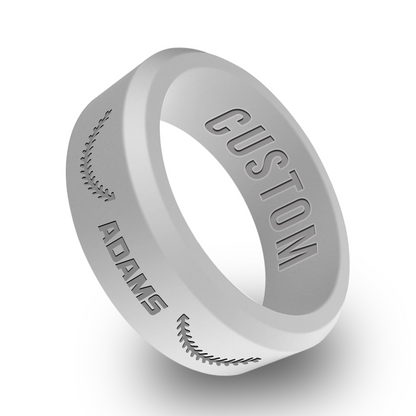 Softball Personalized Silicone Beveled Ring