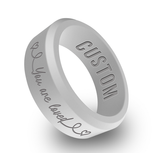 "You are Loved" Cancer 1 Personalized Silicone Beveled Ring