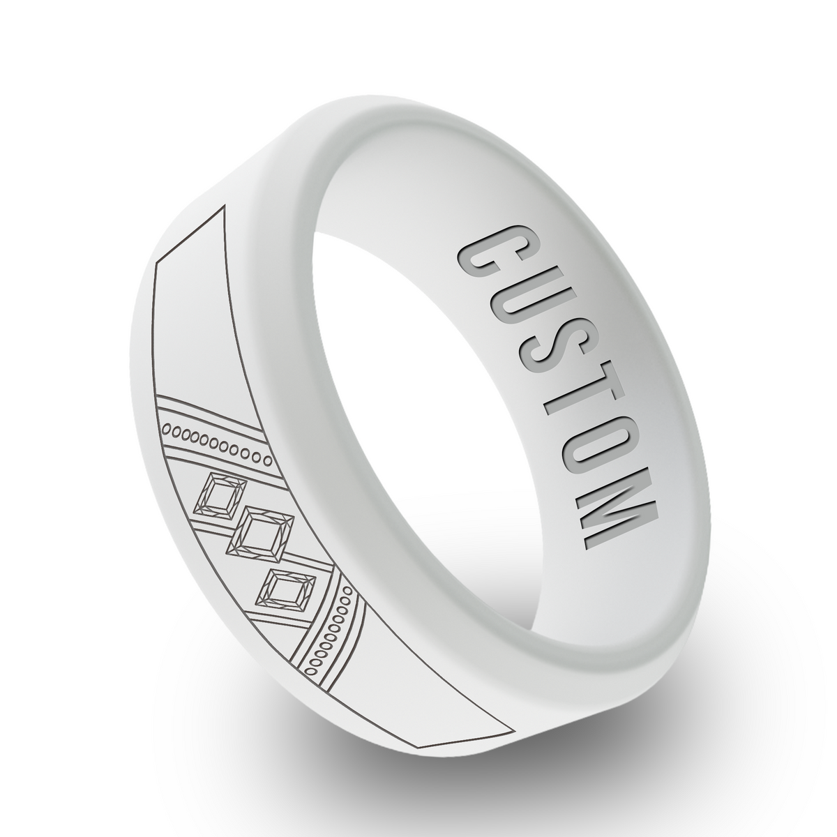 Diamond 2 Personalized Silicone Beveled Ring