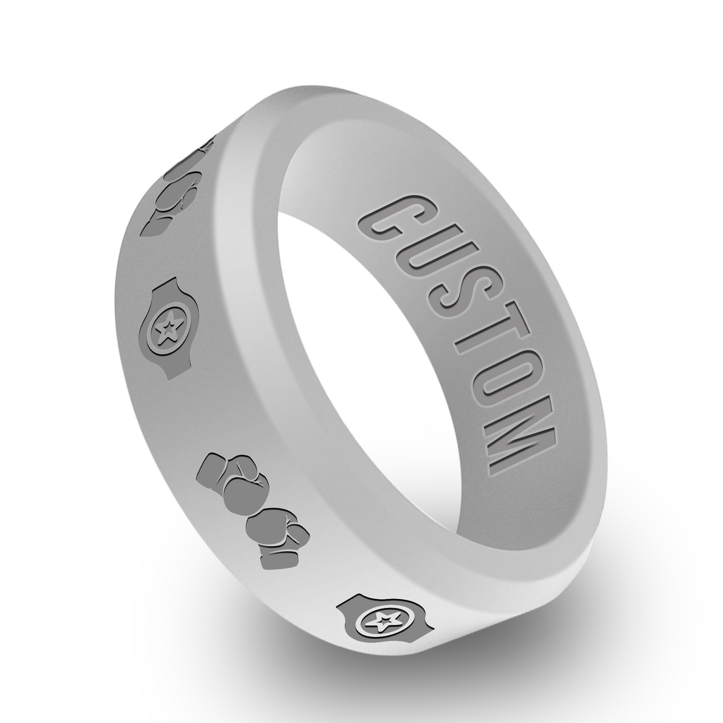 Boxing Ring 2 Personalized Silicone Beveled Ring