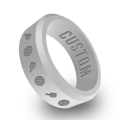 Pickleball Personalized Silicone Beveled Ring