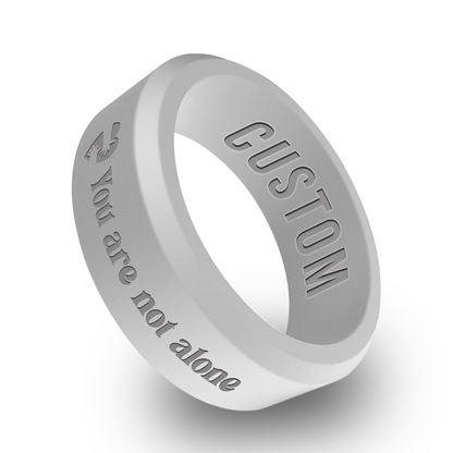 "You Are Not Alone" Cancer 2 Personalized Silicone Beveled Ring