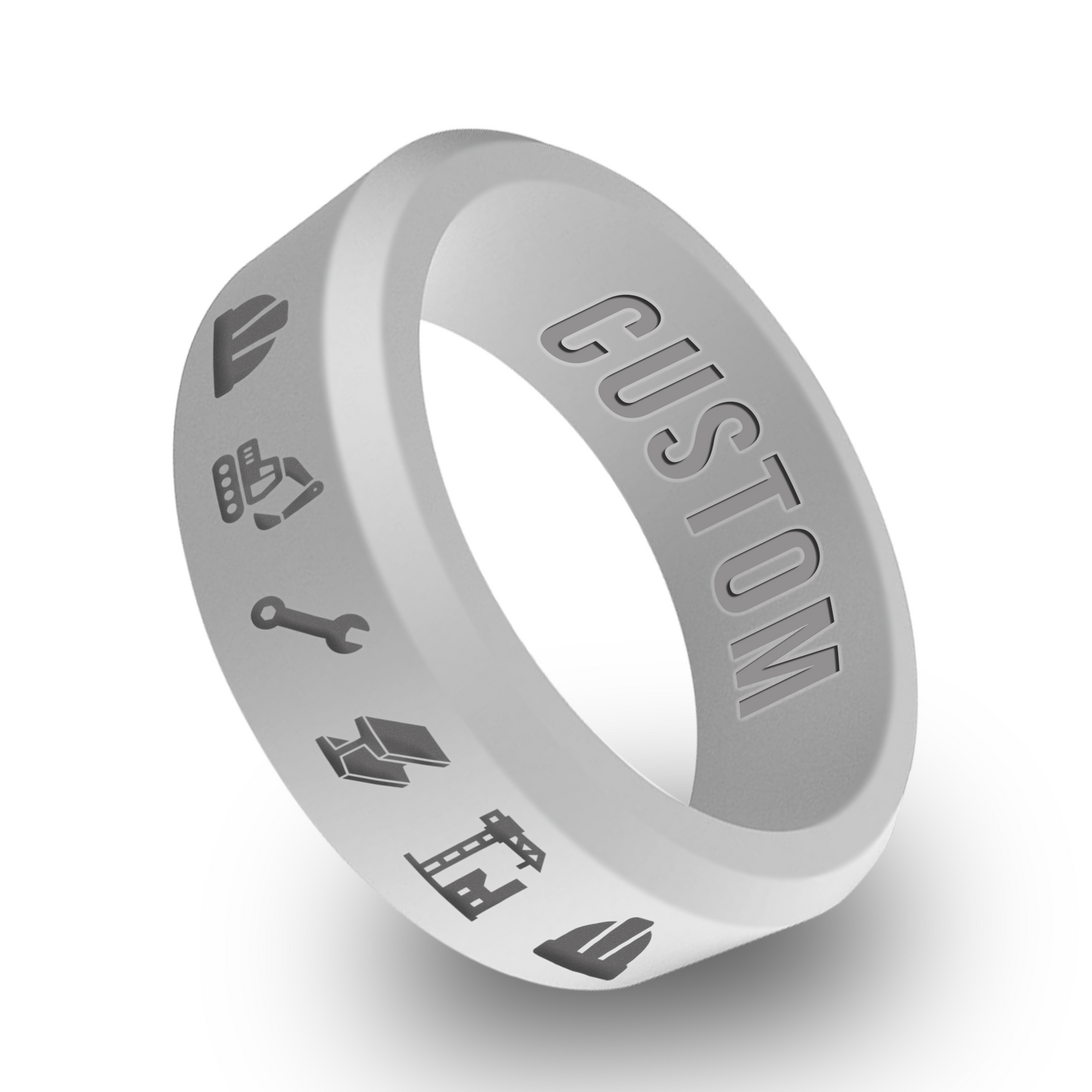 Steel Beam Personalized Silicone Beveled Ring