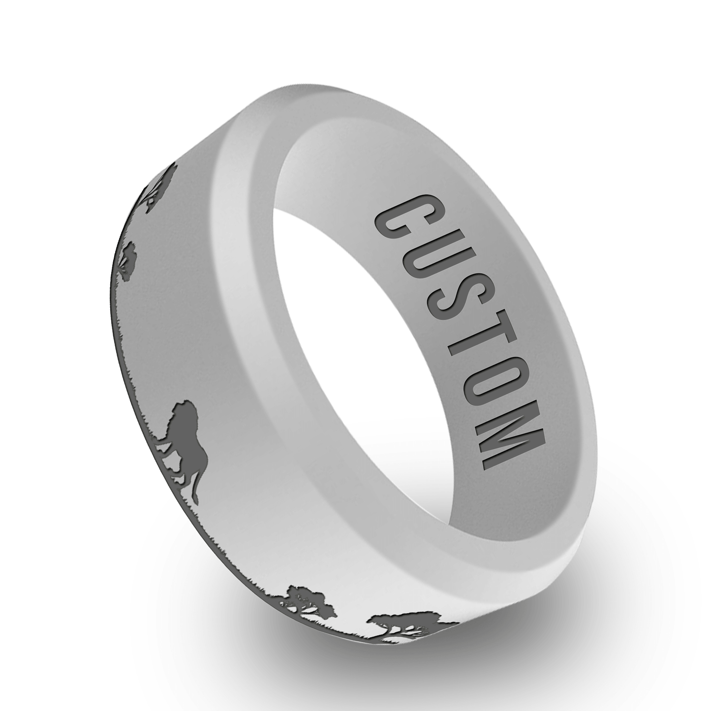 Lion Jungle Personalized Silicone Beveled Ring