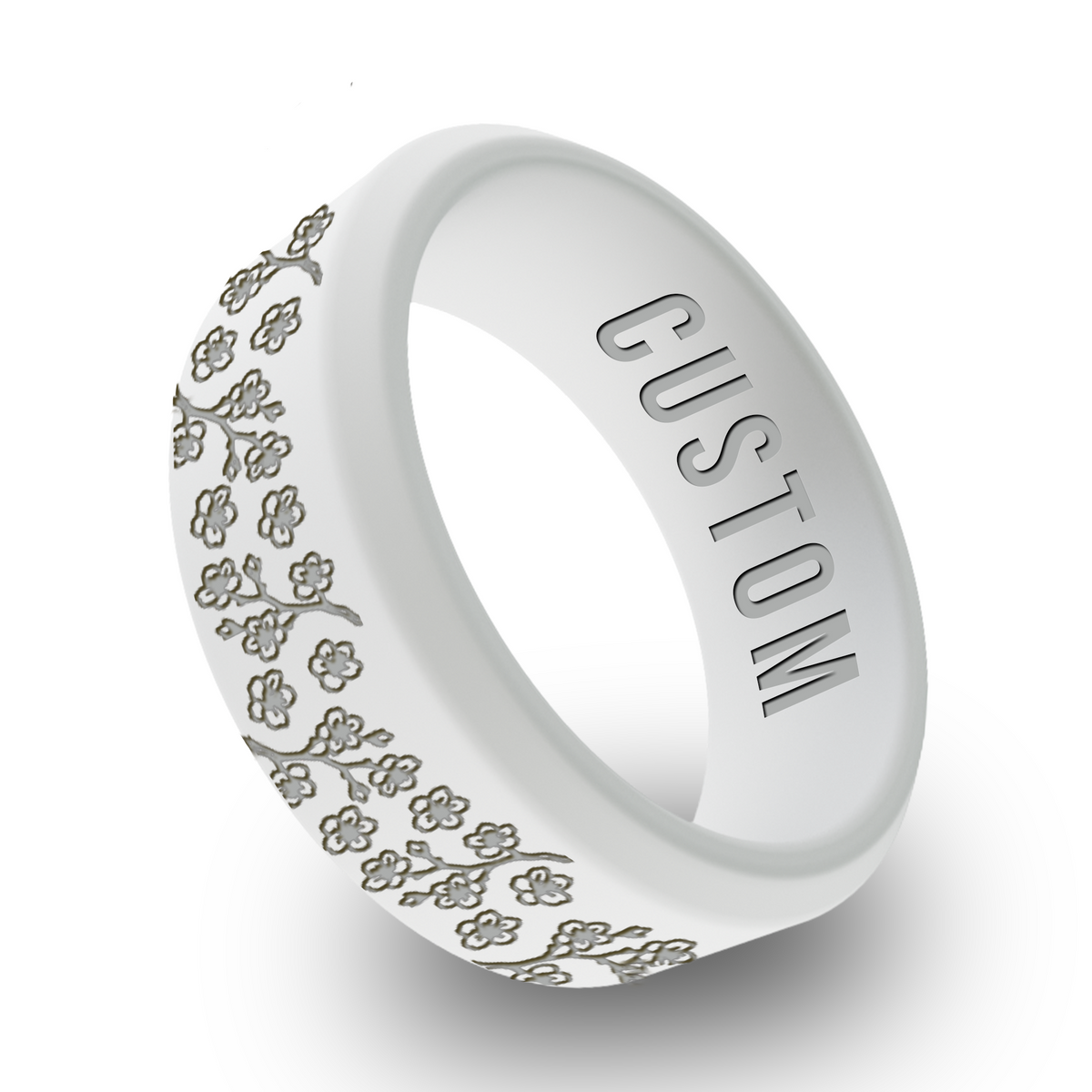 Cherry Blossom  Personalized Silicone Beveled Ring