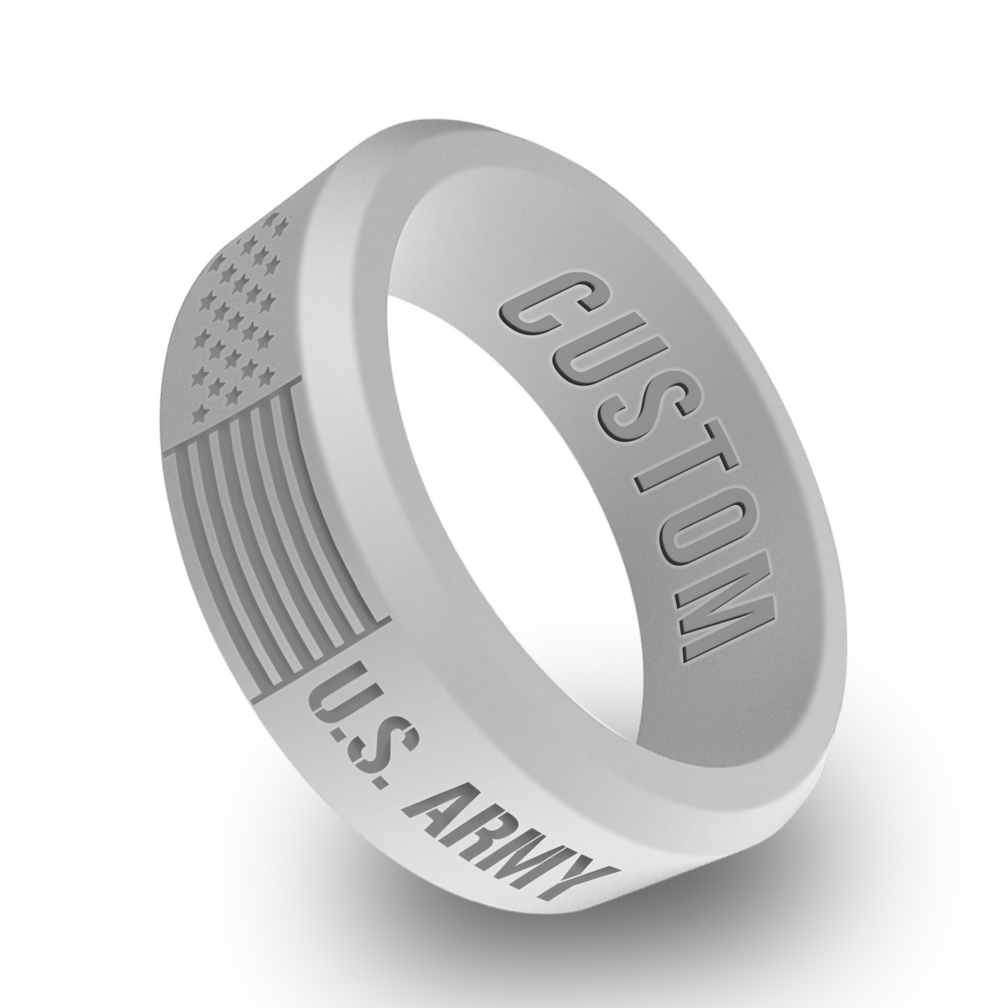 US Army Flag Personalized Silicone Beveled Ring
