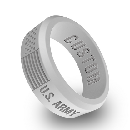 US Army Flag Personalized Silicone Beveled Ring