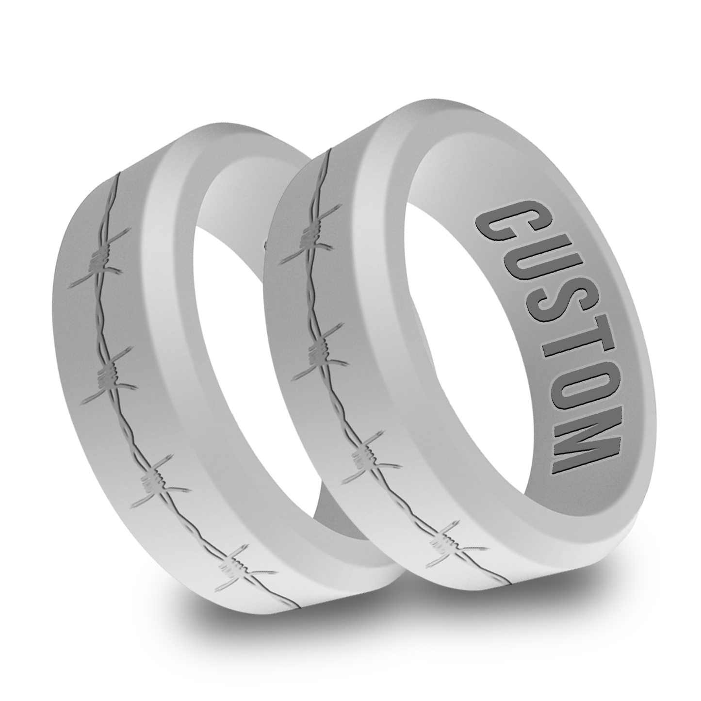 2pcs Barbwire Personalized Silicone Beveled Rings