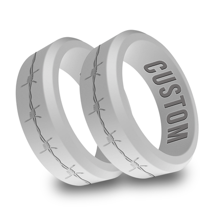 2pcs Barbwire Personalized Silicone Beveled Rings