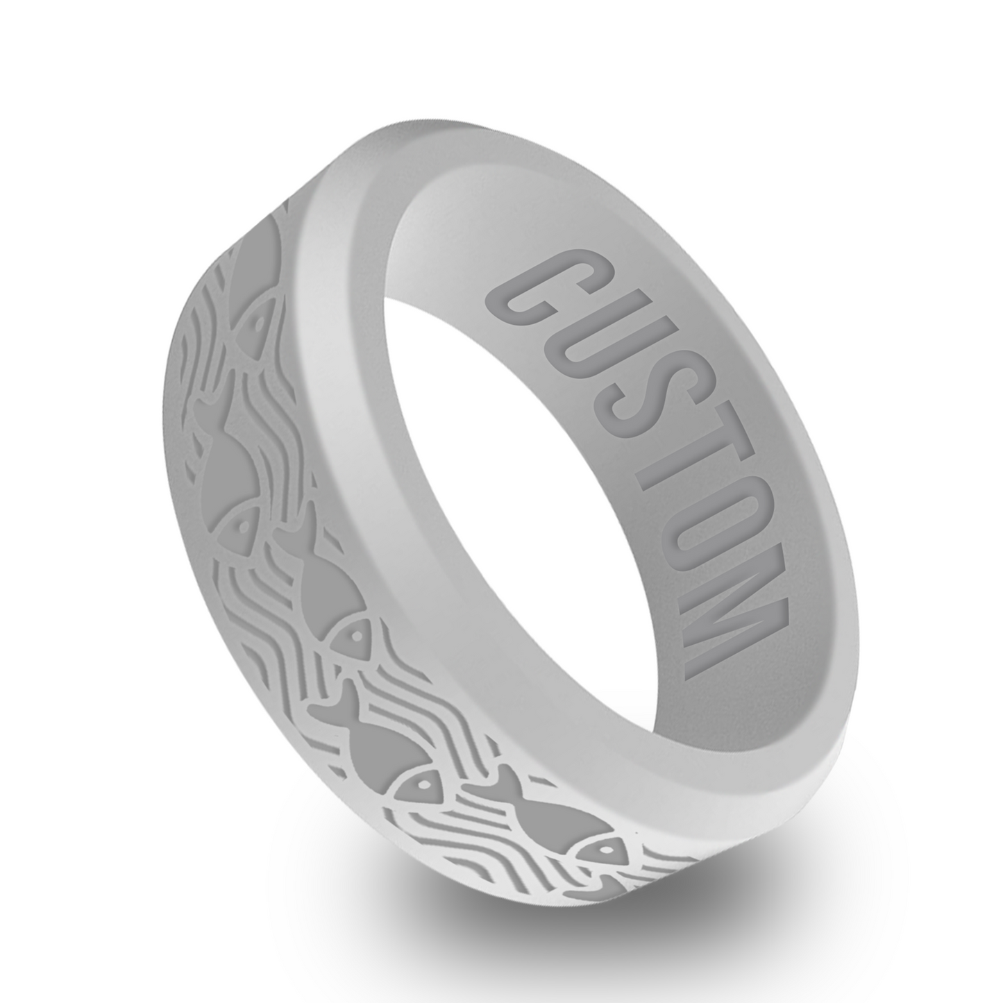 Fish Ocean Personalized Silicone Beveled Ring