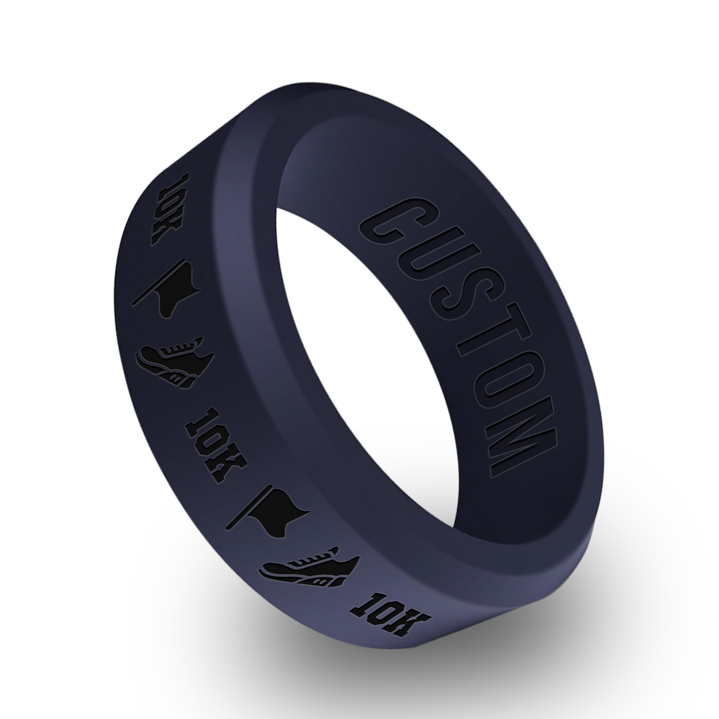 Running Marathon Personalized Silicone Beveled Ring