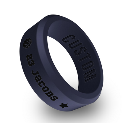 Basketball Personalized Silicone Beveled Ring