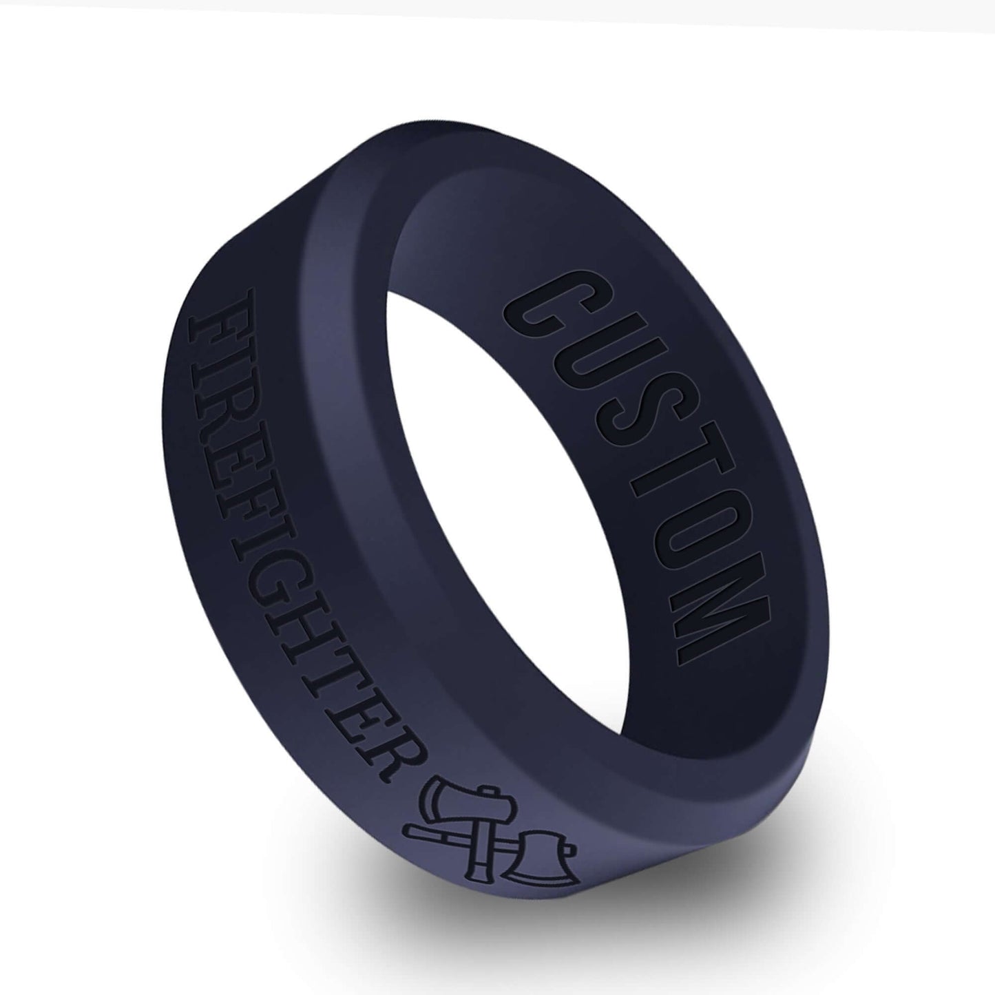 Firefighter/Fireman Personalized Silicone Beveled Ring