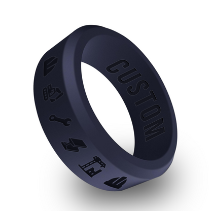 Steel Beam Personalized Silicone Beveled Ring