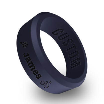 Tennis Personalized Silicone Beveled Ring