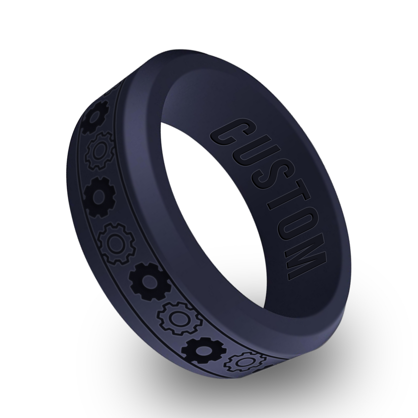 Gear Spinner Personalized Silicone Beveled Ring