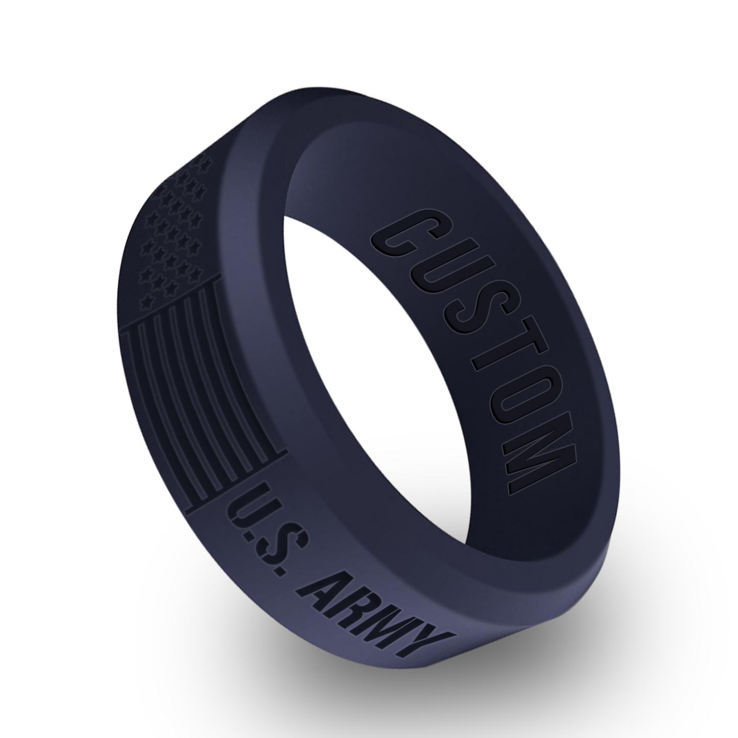 US Army Flag Personalized Silicone Beveled Ring