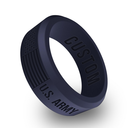US Army Flag Personalized Silicone Beveled Ring