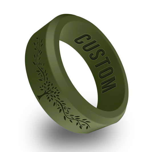 Tree of Life Personalized Silicone Beveled Ring