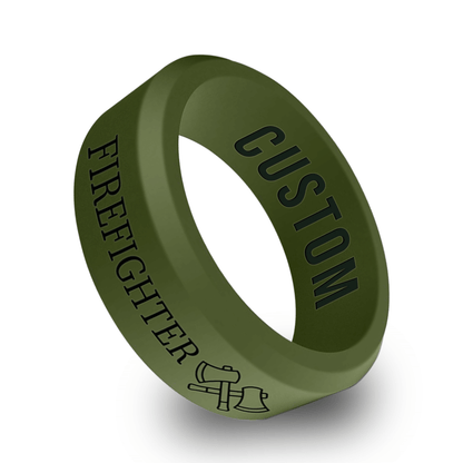 Firefighter/Fireman Personalized Silicone Beveled Ring