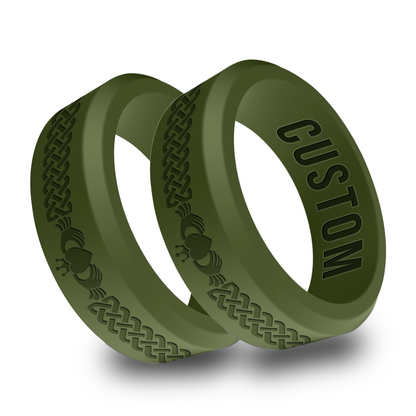 2pcs Claddagh Personalized Silicone Beveled Rings