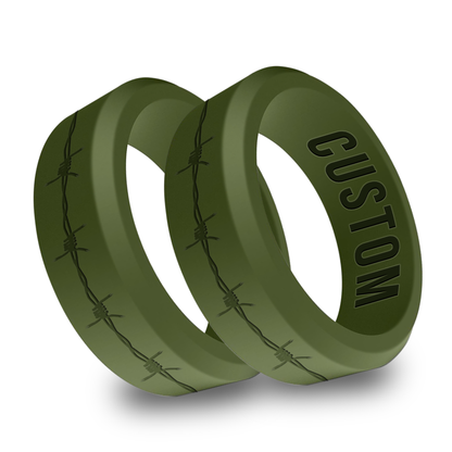 2pcs Barbwire Personalized Silicone Beveled Rings