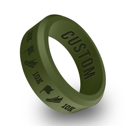 Running Marathon Personalized Silicone Beveled Ring