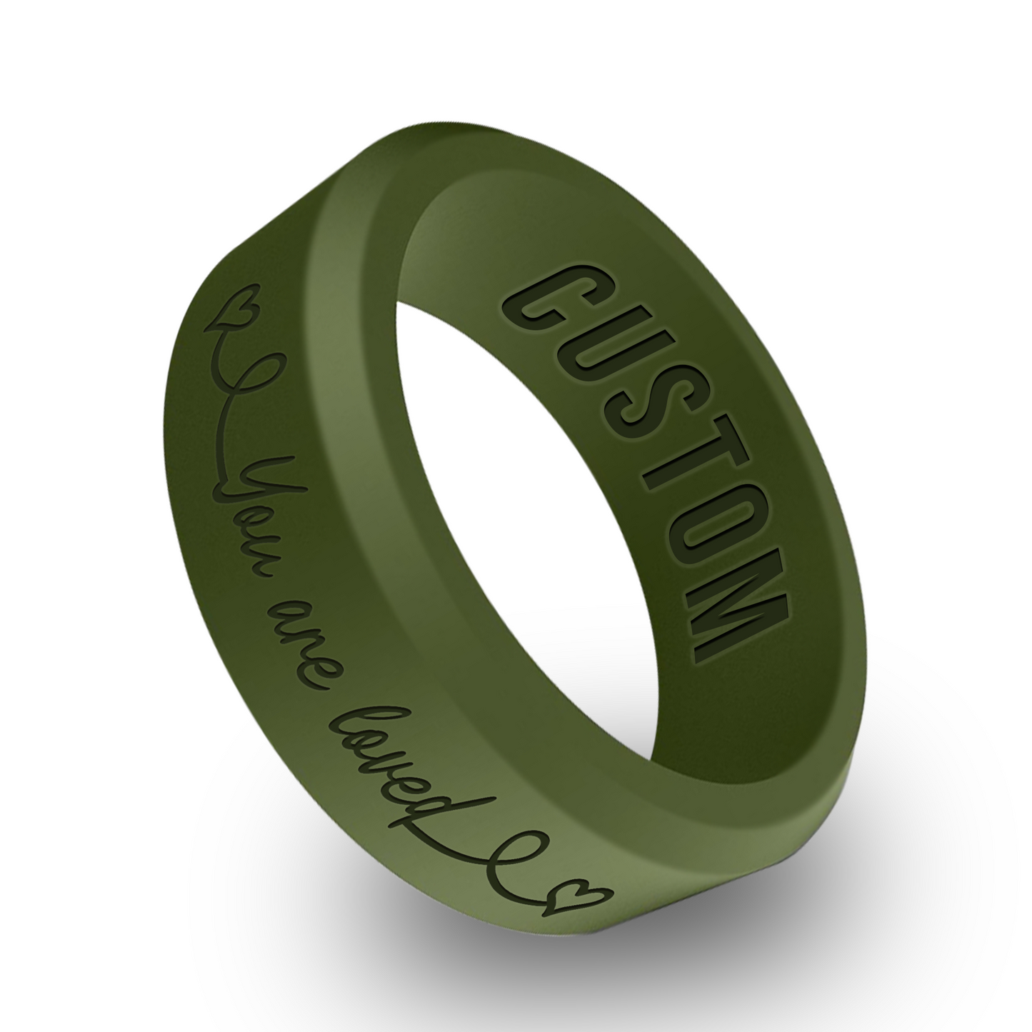 "You are Loved" Cancer 1 Personalized Silicone Beveled Ring